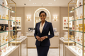 vendeuse femme noire dans une grande parfumerie de luxe